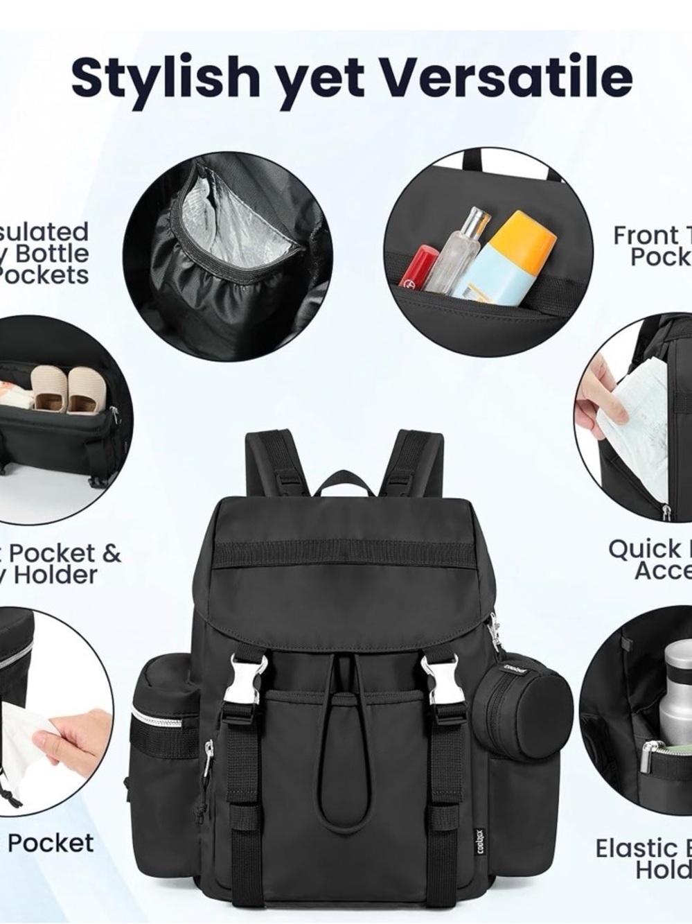Unisex Black Nylon Utility Diaper Bag Backpack without Changing Pad - Picture 2 of 3